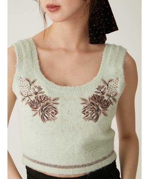 Lily Brown Motif Knit Bustier LWNT244164 MNT LB×KM Women's