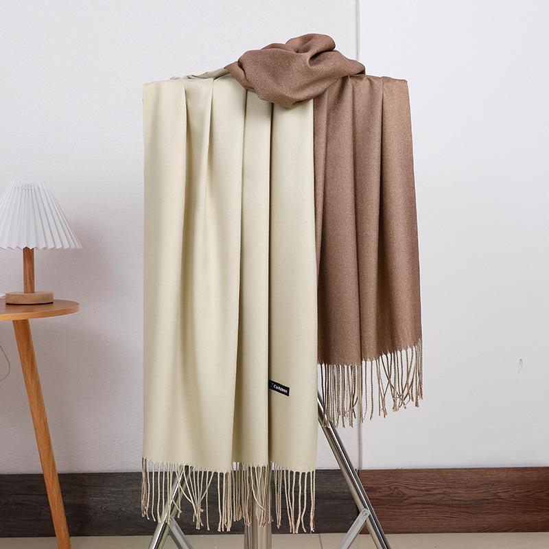 Women'S Thick Warm Solid Color Scarf Autumn And Winter New Style Cashmere Scarf Versatile Wool Scarf