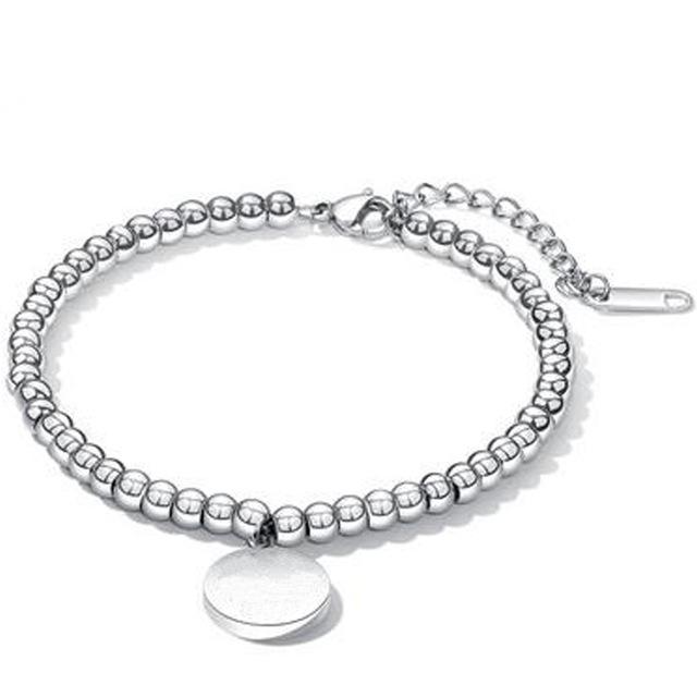 Fashion Charm Beaded Bracelets for Women Stainless Steel Beads Female Engrave Jewelry Bracelets