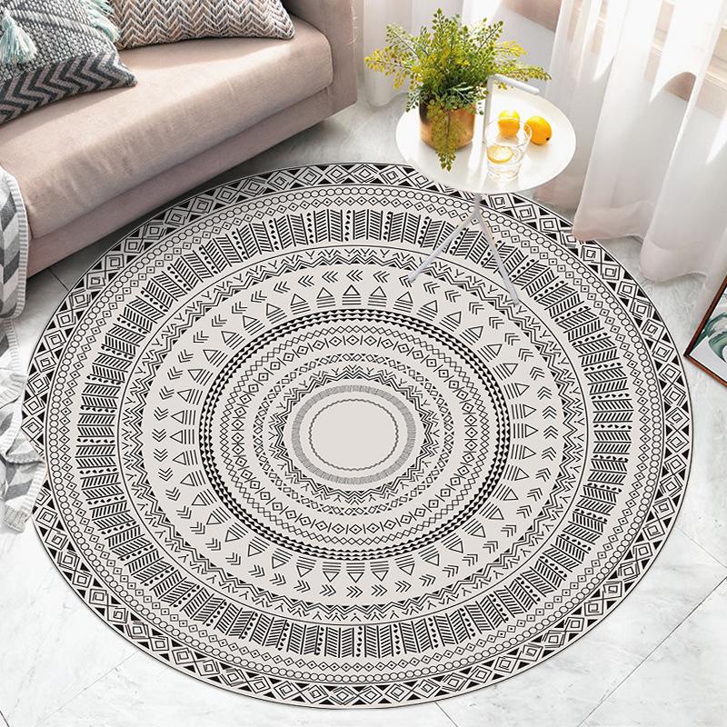 Винтажный круглый ковер для гостиной, коврик для машинной стирки, ковер с низким ворсом, коврик для двери в помещении