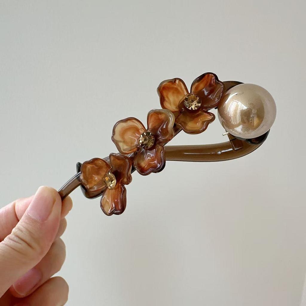 Элегантная заколка для волос с цветком для женщин и девушек, простая однотонная пластиковая заколка-твистер на одно слово, заколка-акула, аксессуары для головных уборов