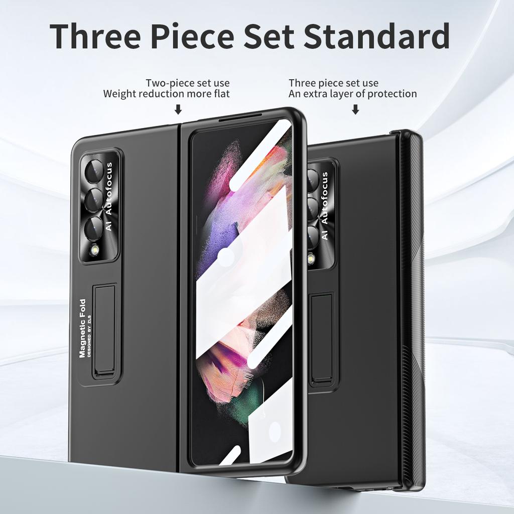 Luxury Portable Stand Full Body Case for Samsung Galaxy Z Fold4 Fold 3 Fold3 Fold 4 Zfold4 5G Screen Glass Protector Film Cases