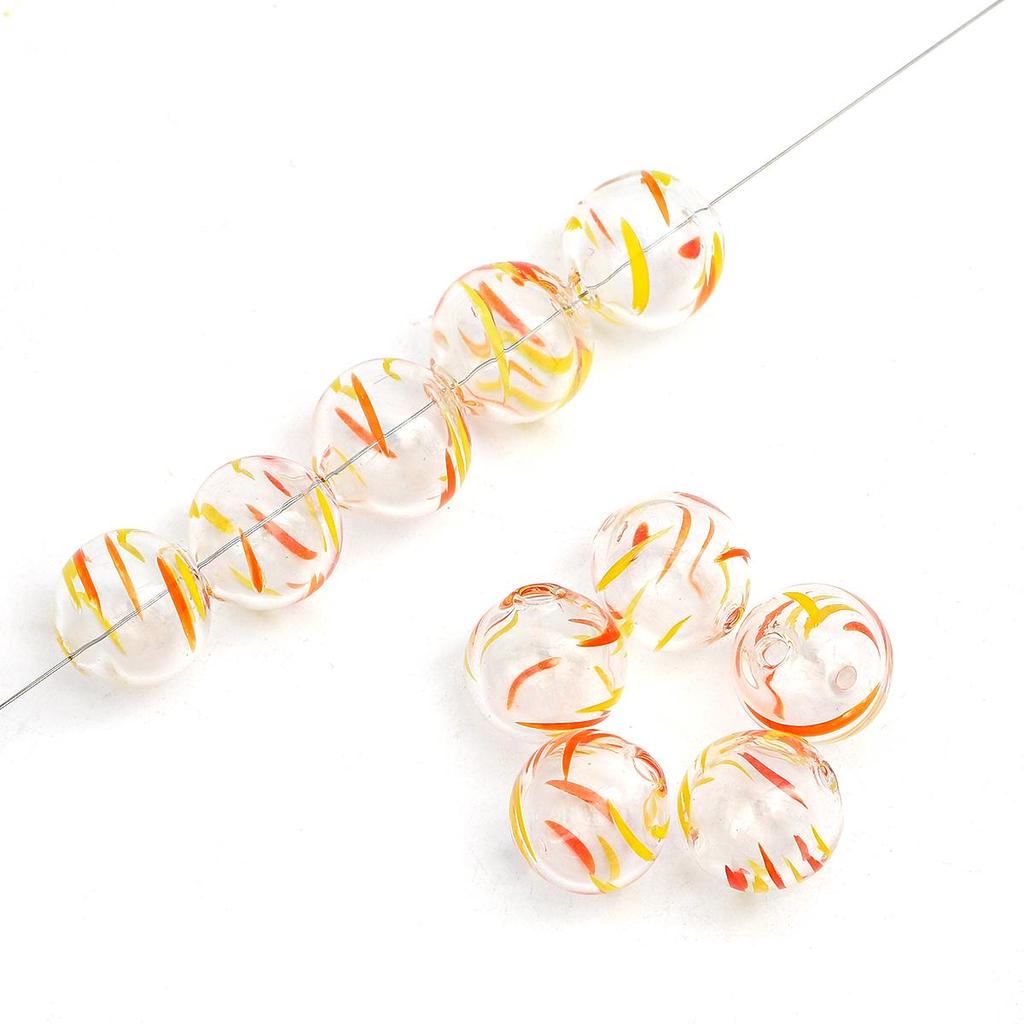 14mm 1pc Hand-Painted Hollow Drop Oil Glass Beads for Necklace Bracelet Earring DIY Jewelry Making