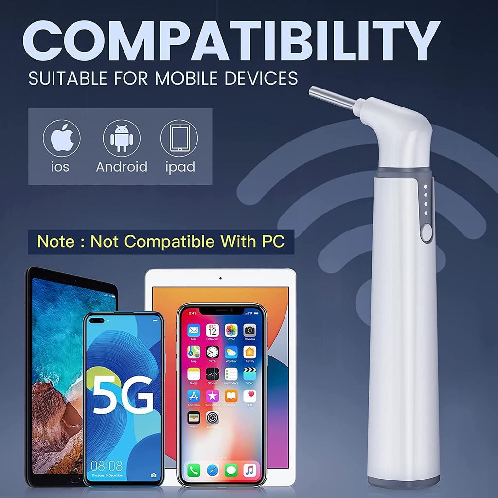 Визуальный ушной эндоскоп Wi-Fi беспроводной отоскоп для удаления ушной серы 3,9 мм 720P Фотосъемка Видео Совместимость с IOS Android