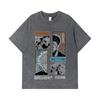 275 GSM Washed T-shirts 100% Cotton Jujutsu Kaisen V33 Gojo Sukuna Print Unisex Heavy Cotton T Shirt