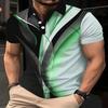 Men's Summer Short Sleeved Polo Shirt Mixed Color Abstract 3D Digital Printed Pattern Casual Buttons Are Very Suitable for Golf and Gym
