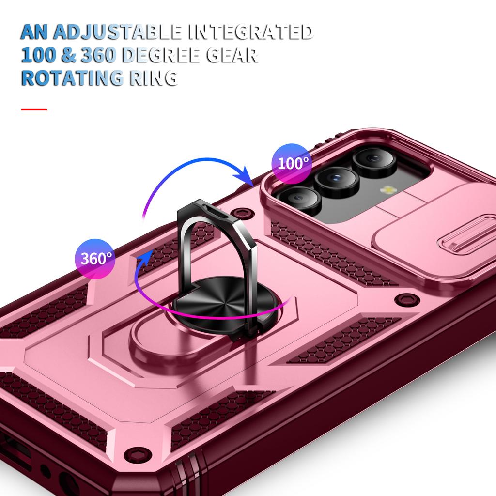 For Samsung Galaxy A15 4G/5G Case TPU+PC Slide Camshield Kickstand Phone Cover