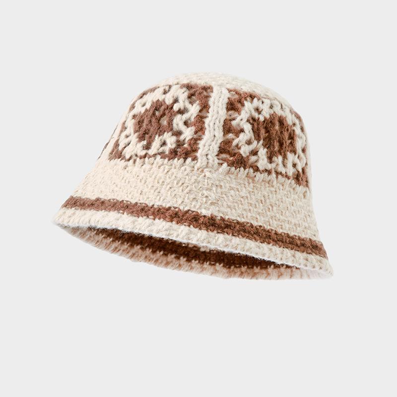 Niche Hand-плетеная шляпа женская шляпа-ведро с изображением маленького лица универсальная вязаная шерстяная шляпа Guochao танцующий лев толстая