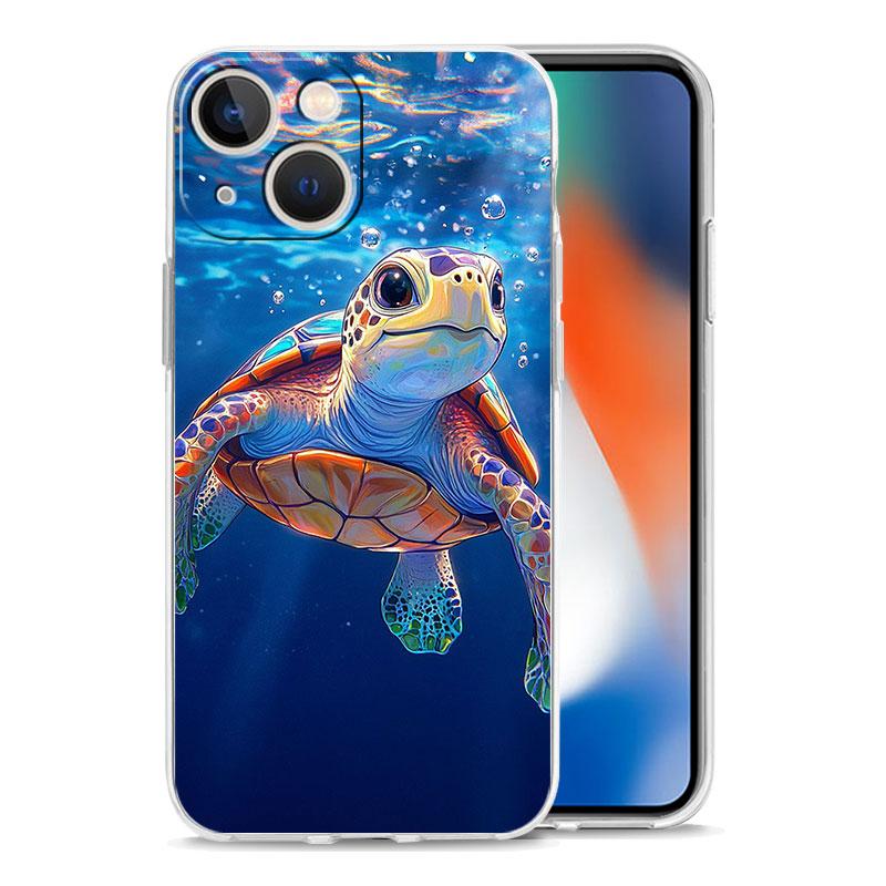 Чехол для телефона iPhone 17 Чехлы iPhone Air 16 15 12 13 14 Pro Max 7 8 Plus 16Pro iPhone11 Прозрачный чехол Крутая Морская Черепаха