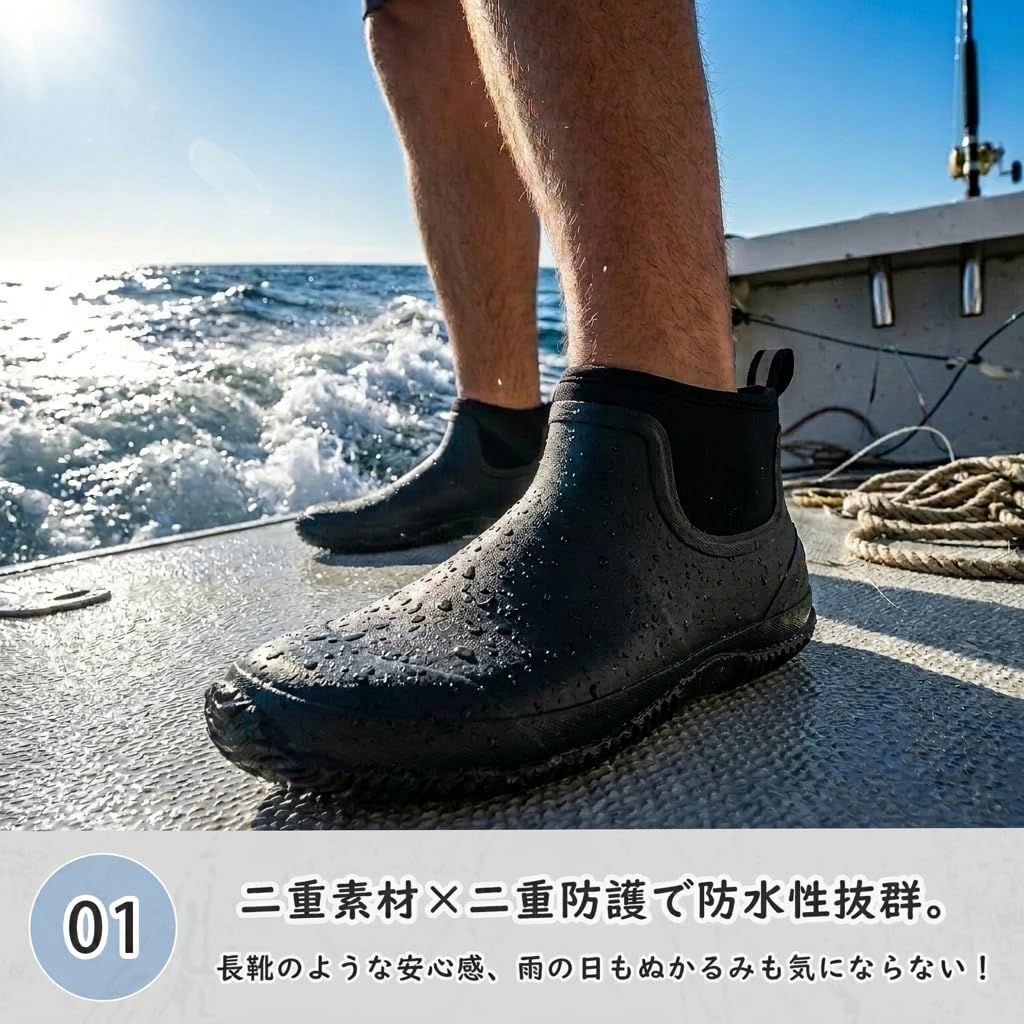[Jollywalk] Удобные резиновые сапоги в стиле кроссовок. Водонепроницаемые, нескользящие, до щиколотки, легкие, стильные, унисекс, подходят для ежедневных поездок. Размеры 25-2