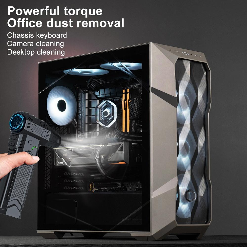 Электрический воздуходув 400000 об/мин Мощный вентилятор Выдув и всасывание 2 в 1 Портативный турбо-вентилятор Выдув снега Чистящий воздуходув Инструмент B002 Зарядка Type-C