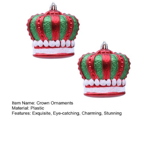 2 шт. Рождественские украшения в виде короны, винтажный стиль, пластик, красный, зеленый/золотой