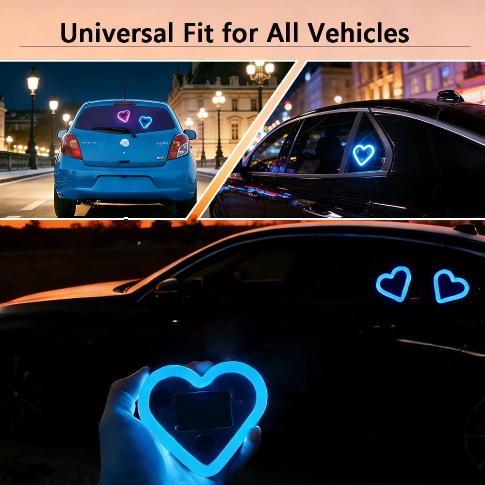 Solar Powered Heart Light for Car (Ice Blue)
