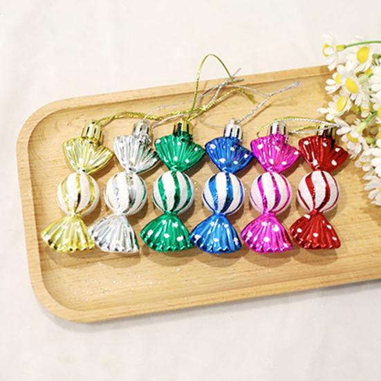 6 шт./Коробка Рождественское подвесное украшение в виде конфеты со шнурком, небьющееся, многоразовое, с гальваническим покрытием, праздничное украшение, сладкая подвеска для рождественской елки, товары для вечеринки