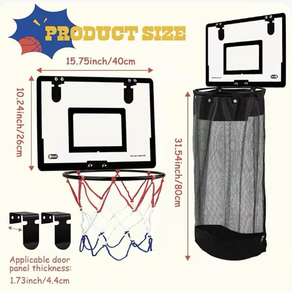 Basketball Hoop Laundry Basket Wall Hanging Dirty Clothes Storage Hamper for Bedroom