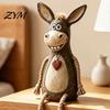 Handcrafted Retro Home Accessory Donkey Shelf Sitter Resin Figurine, Dangling Leg Farm Animal Statue, Rustic Unique Housewarming Gift Country