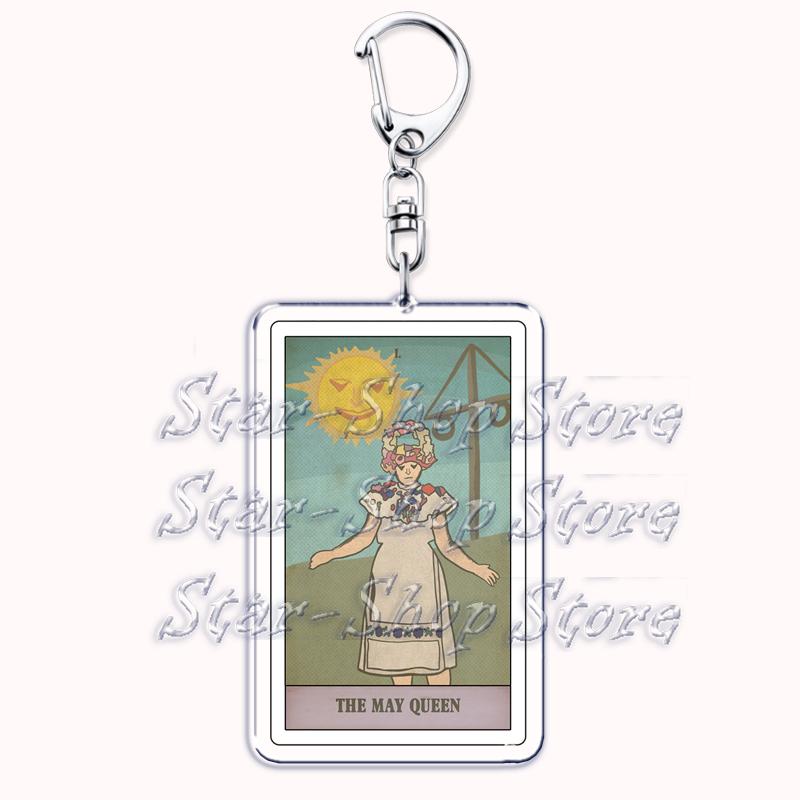 Popular Culture Halloween Tarot Card Keychains for Accessories Moon Luna Death Keyring Jewelry Fans Lovers Friends Reader Gifts