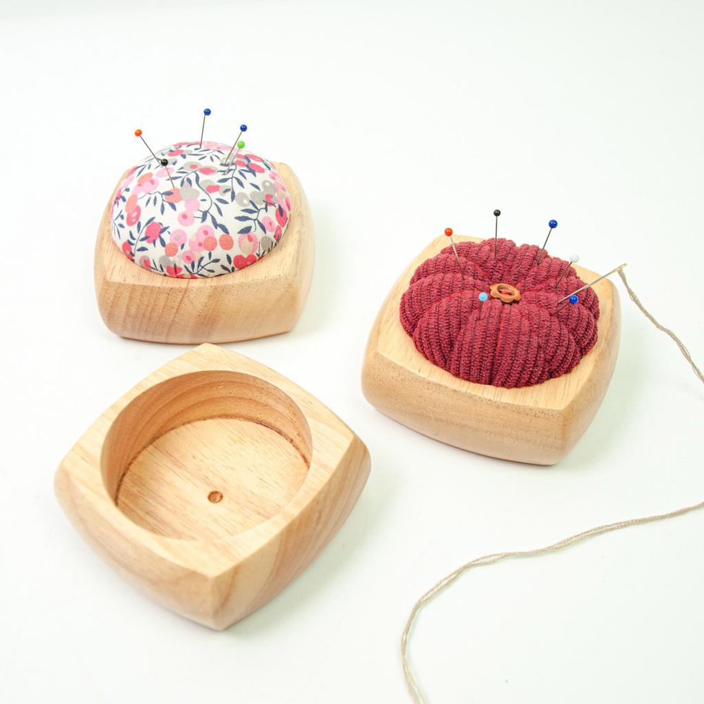 Round Wood Base for Pin Cushion 3.35x3.35Inch Needle Pin Cushion Storage Base for Sewing Enthusiasts and Craft Lovers