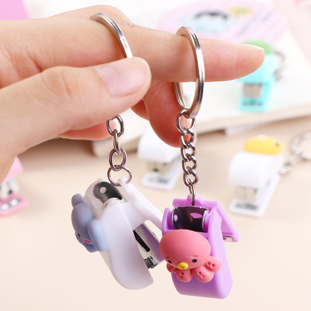 Key Ring Pendant Mini Size 10 Staples Cartoon Stapler Key Chain Stapler Mini Stapler Binding Tools