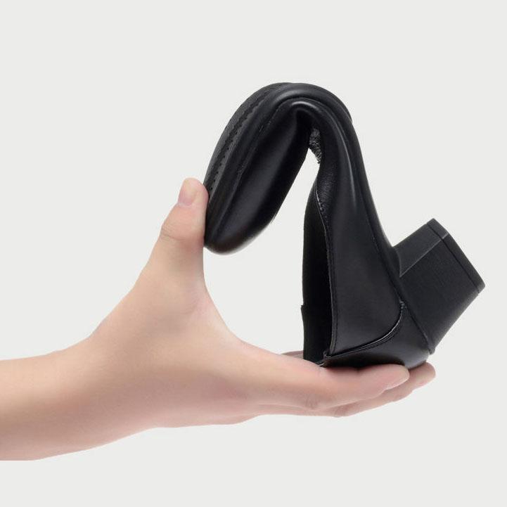 Женские весенне-осенние одиночные туфли, мягкие кожаные туфли с неглубоким горлышком и круглым носком, универсальные рабочие туфли из искусственной кожи на низком каблуке с мягкой подошвой