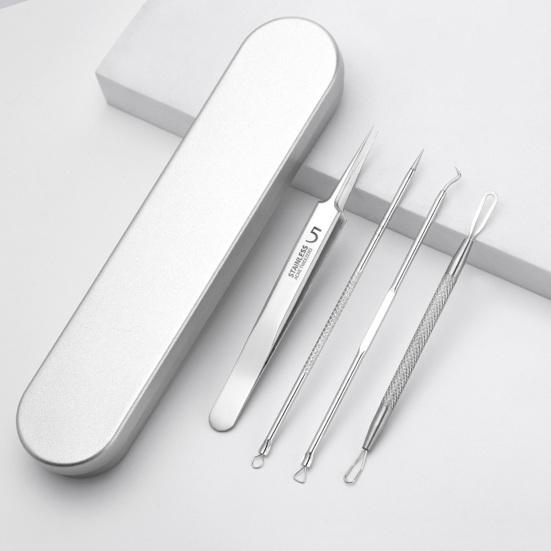 Набор инструментов для удаления черных точек, набор игл для удаления прыщей, экстрактор черных точек из нержавеющей стали с 15-кратным увеличительным стеклом, простой в использовании и очистке