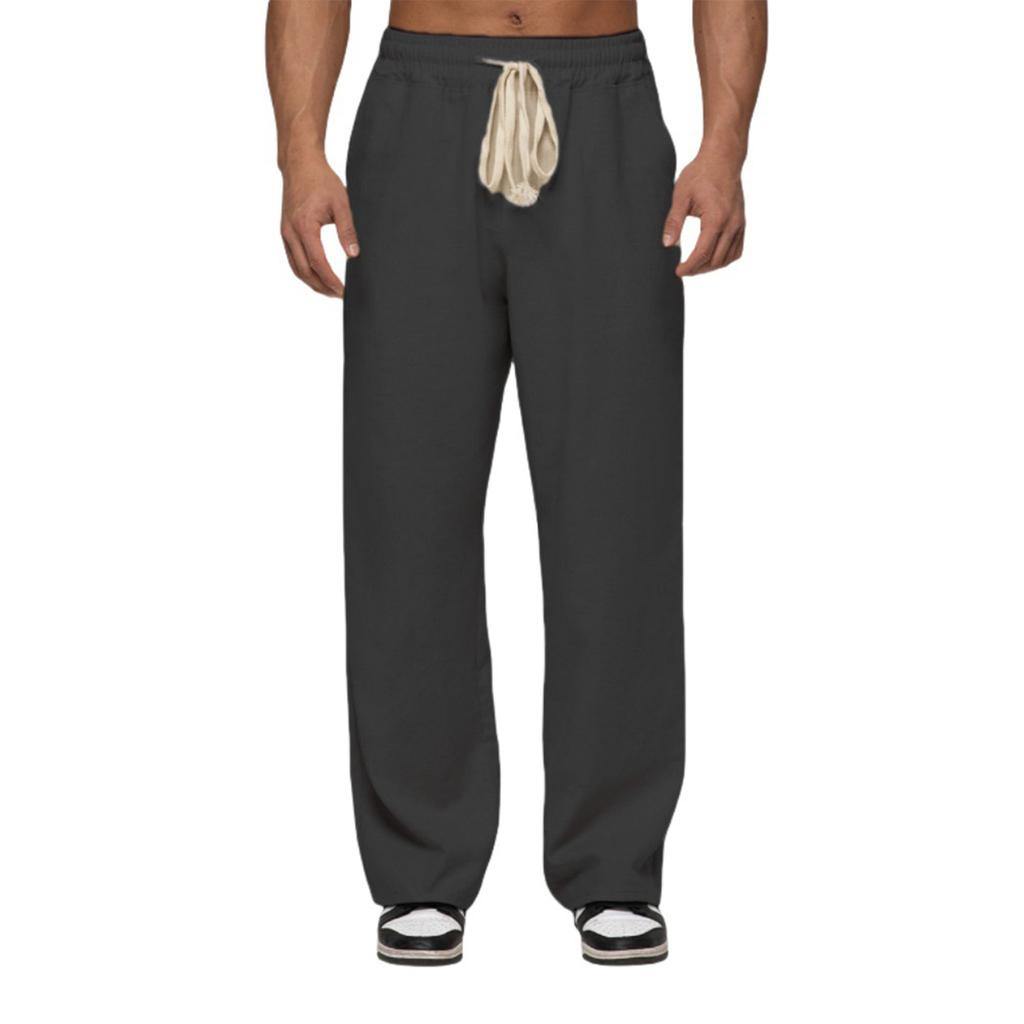 Мужские повседневные хлопково-льняные брюки, эластичный пояс на кулиске, летние пляжные брюки, легкие, свободного кроя, брюки для йоги