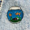 New Enamel Pin Goldfish Aquarium Metal Connector Gift Birthday 1 Piece