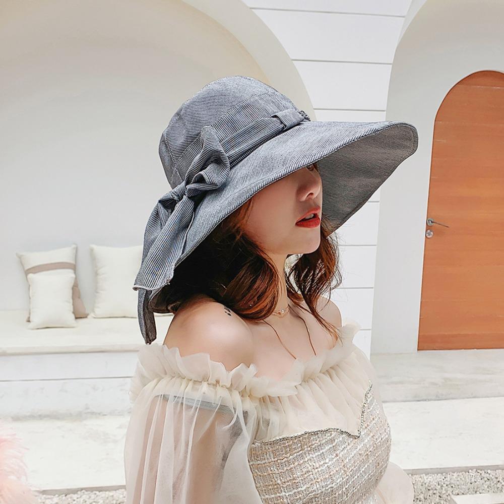 Casual Women's Sun Hat with Bowknot Sunscreen Visor Cap Fashion Fishman Hat Street Wear