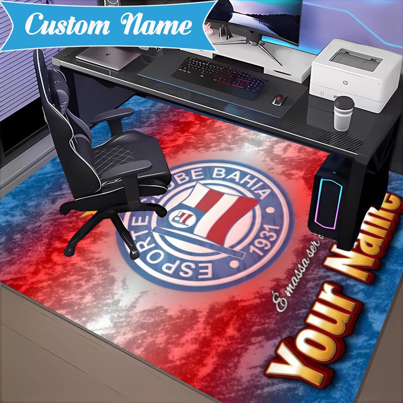Custom Name Esporte Clube Bahia Carpet Non-Slip Area Rug, Durable Polyester, Ideal for Living Room, Bedroom, Entryway, Decorative Gift