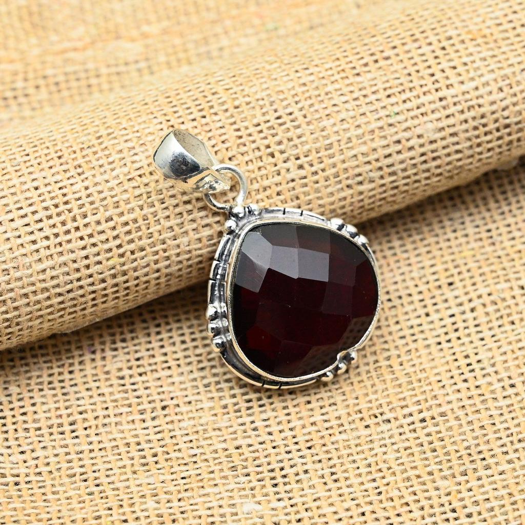 Великолепный красный гранатовый драгоценный камень ручной работы из стерлингового серебра 925 пробы ювелирный кулон для женщин