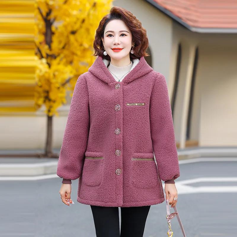 Зимняя овечья шерсть, теплая модная бархатная утолщенная куртка средней длины, женская куртка с капюшоном, стеганая куртка
