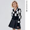 ELLASSAY Женский черно-белый клетчатый вязаный свитер из шерсти и кашемира