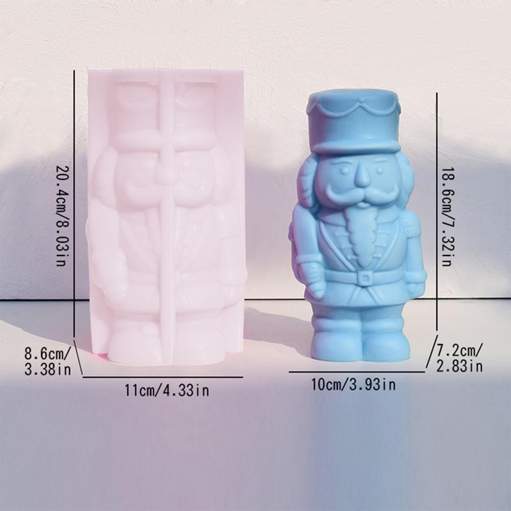 Christmas Candle Molds Reusable Holiday Nutcracker Holiday Silicone Molds Christmas Decorations For Wax Plaster Epoxy Soap Clay