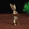 Латунный брелок-подвеска Животное Кролик Фигурка Брелок Статуэтка Счастливый Кролик Орнамент Ретро Скульптура Украшение для дома Настольное украшение