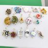 Ceramics Pendant Charm Fish Heart Flower Conch Moon Square Tulips Stainless Steel Geometric Imitation Pearl Oval