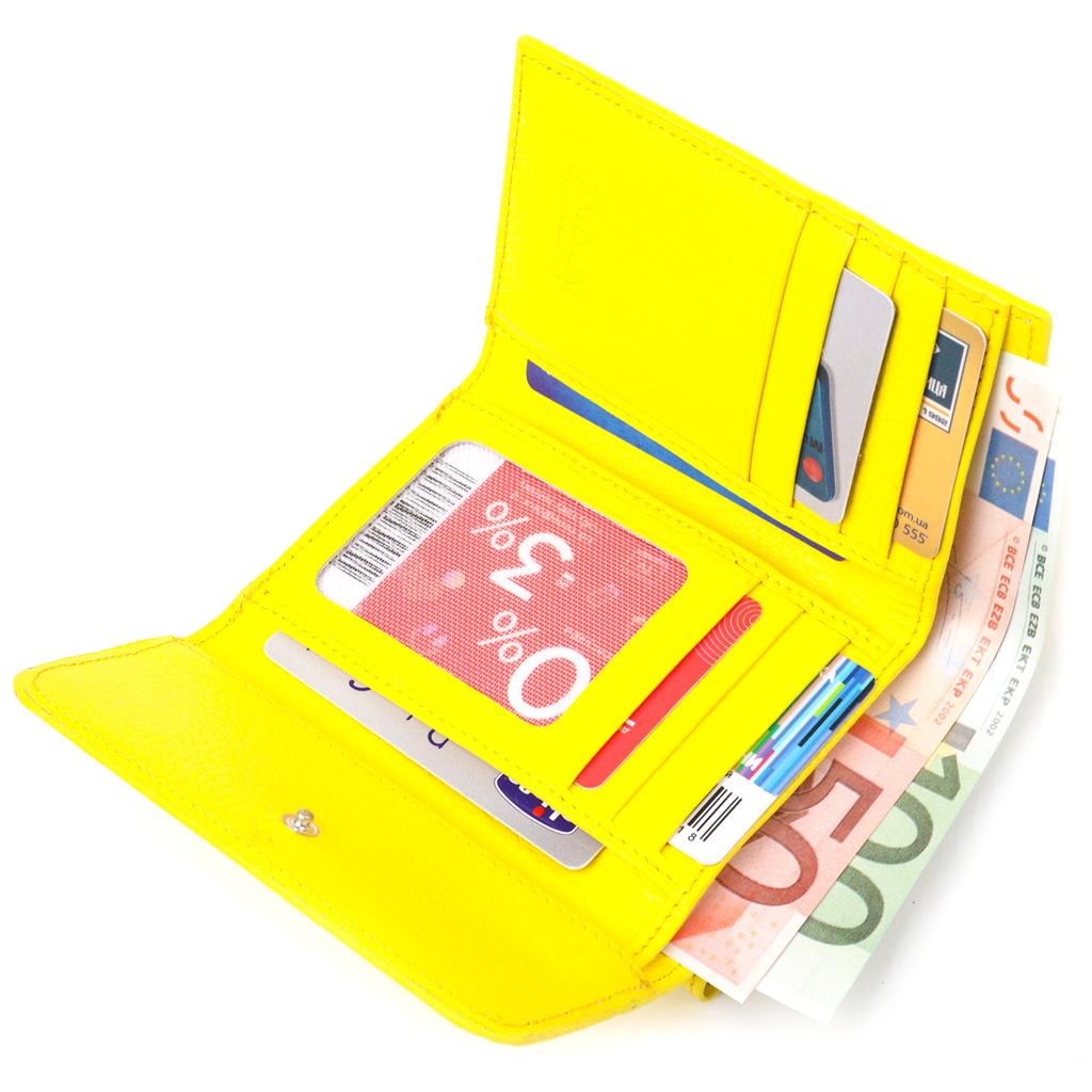 Молодежный яркий женский кошек из натуральной кожи флотар CANPELLINI Wallet 21597 Лимонный