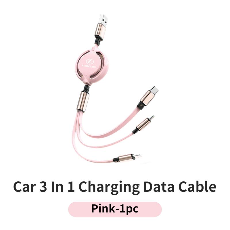 CKU5 Car 3-in-1 Charger Data Cable Type C USB Interface Charging Line Interior For Lexus CT ES GS NX IS250 CT200h IS300h ES300h RX400