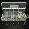50Pcs Sharpened Fishing Treble Hooks Carbon Steel Fishing Tackles with Plastic Box