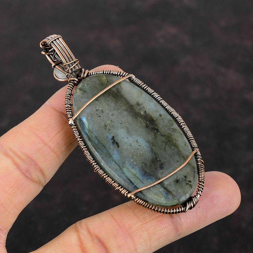 Подвеска Древо Жизни Мистический Огонь Лабрадорит Драгоценный Камень Медная Проволока Обмотанные Украшения Подвеска Радужный Лунный Камень Медная Подвеска Ручной Работы Для Подарка