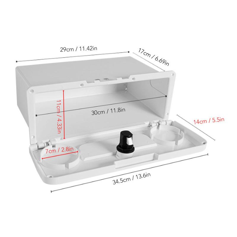 1Pc Boat Storage Box Multifunctional Cup Holder Design Rain Proof Sealing Yacht Dock Glove Box with Concealed Button Lock