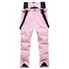 Парные однотонные теплые толстые водонепроницаемые лыжные брюки с карманами на ремне для мужчин и женщин