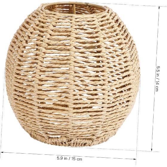 Rattan Lamp Shade Small Boho Shades Replacement - Pendant Sconce Shade Ceiling Fan Light Covers Round Woven Lampshade for Floor Lamps Pendant Light