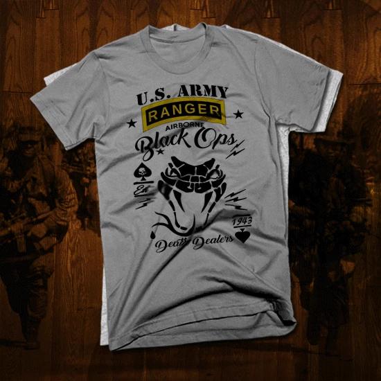 Army Special Forces Ranger T-shirt Tops Tees Unisex Iraq Afghan War Military Sniper Black ops tee