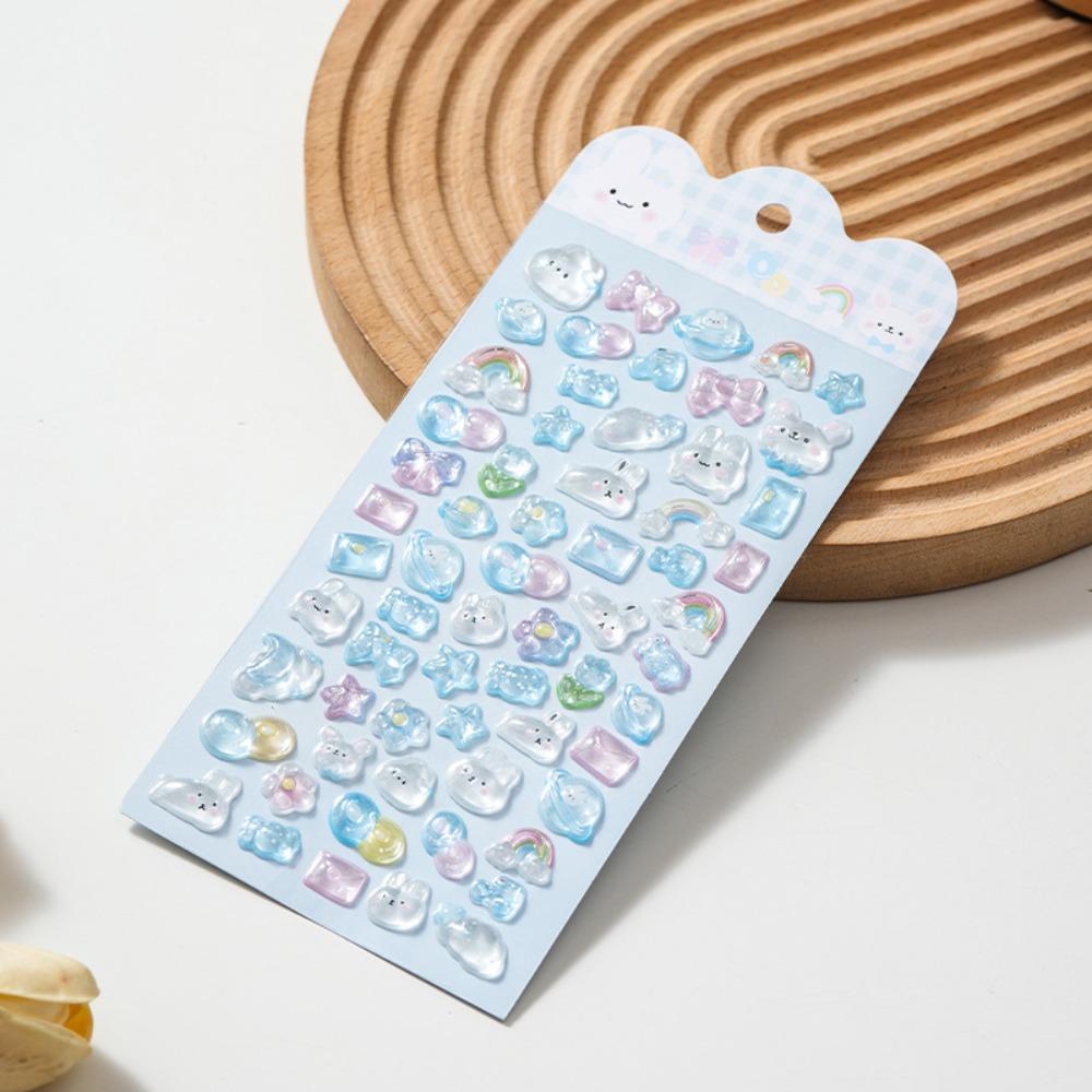 Embossed Animal 3D Crystal Sticker Melody DIY Crafts 3D Relief Stiers Drop Particle Decal PVC Cartoon Animal Sticker