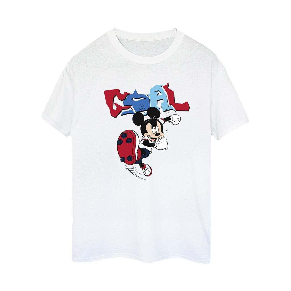 Disney Womens/Ladies Mickey Mouse Goal Striker Pose Cotton Boyfriend T-Shirt