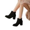 Autumn and winter new French temperament thick heel versatile Martin boots women's high-end velvet warm short boots