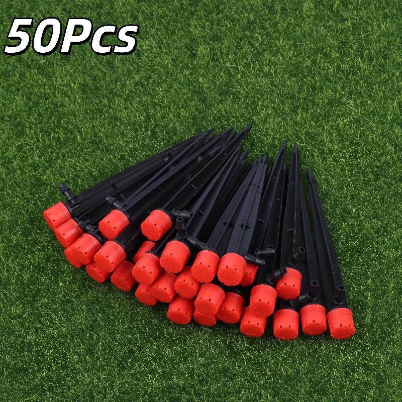 Новые 50 шт. Капельницы для 1/4" капельной трубки, регулируемые, 360°, регулируемый поток воды, капельницы, капельницы для полива сада