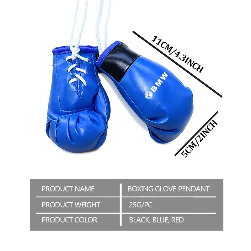 JKGN2 2pcs Car Boxing Gloves Hanging Ornament Rearview Mirror Pendant For BMW M 1 3 4 5 6 7 Series M3 M6 F01 F02E34 E36 E70 F10 X6 X1