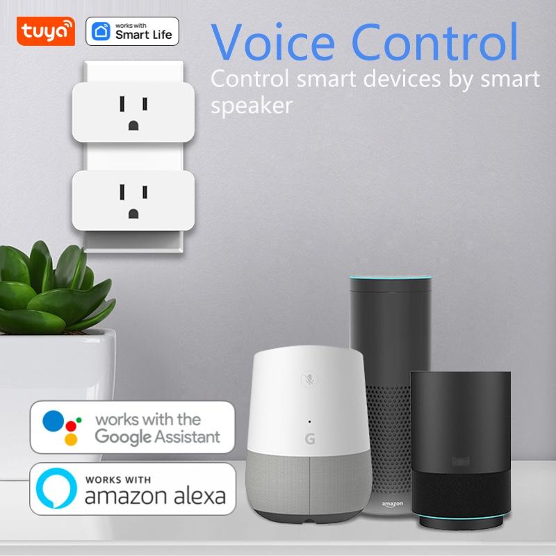 Tuya WiFi Smart Plug Mini Smart Plug US Standard 10A 100-130V Smart Socket WiFi Outlet Socket Works With Alexa Google Home