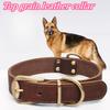 Dog cowhide collar Dog neck collar Retro copper hook head Medium and large dog pet products Durable and breathable